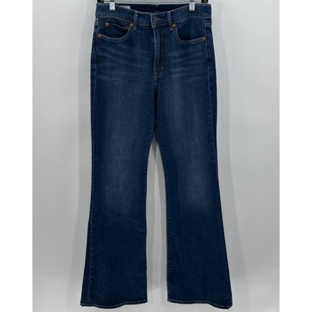GAP Jeans Womens 6/28R Blue 70s Flare High Rise Stretch Denim Boho Hippie Dark T